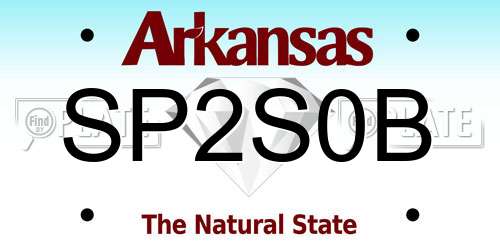 SP2S0B Arkansas License Plate