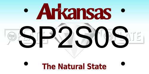 SP2S0S Arkansas License Plate