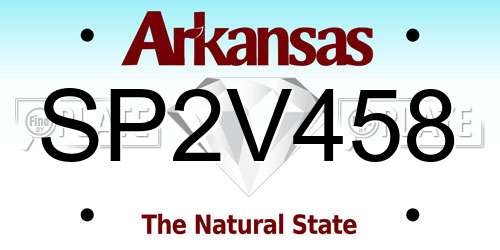 SP2V458 Arkansas License Plate