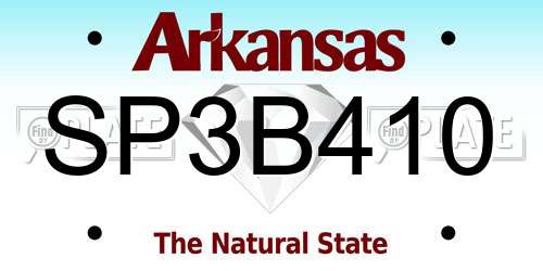 SP3B410 Arkansas License Plate