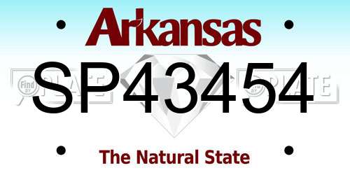 SP43454 Arkansas License Plate