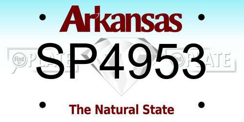 SP4953 Arkansas License Plate