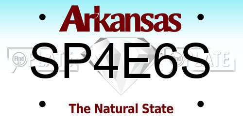 SP4E6S Arkansas License Plate