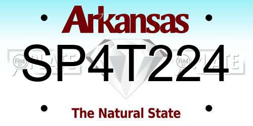 SP4T224 Arkansas License Plate