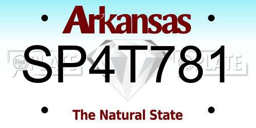 SP4T781 Arkansas License Plate