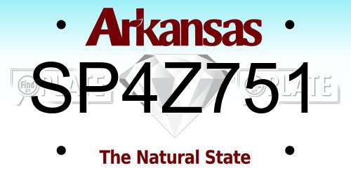 SP4Z751 Arkansas License Plate