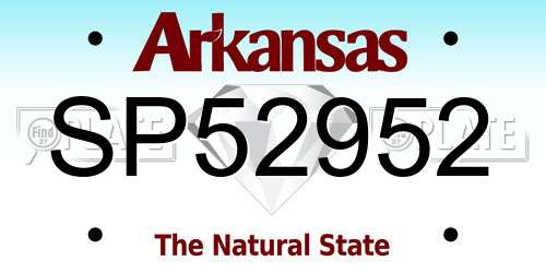 SP52952 Arkansas License Plate