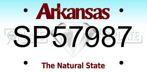 SP57987 Arkansas License Plate