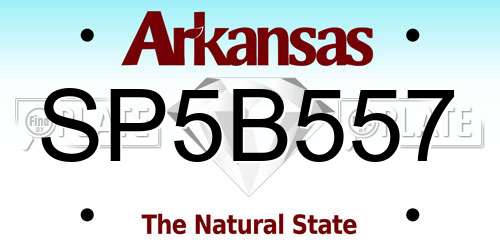 SP5B557 Arkansas License Plate