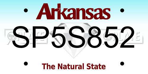 SP5S852 Arkansas License Plate