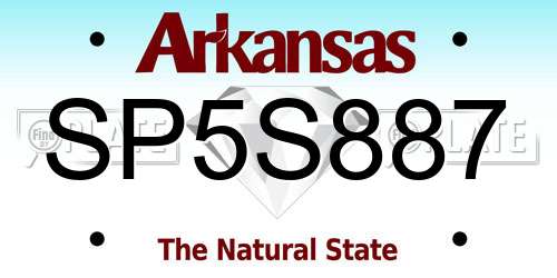SP5S887 Arkansas License Plate
