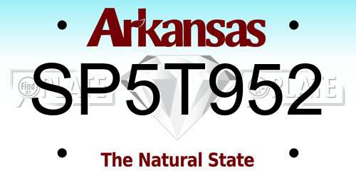 SP5T952 Arkansas License Plate
