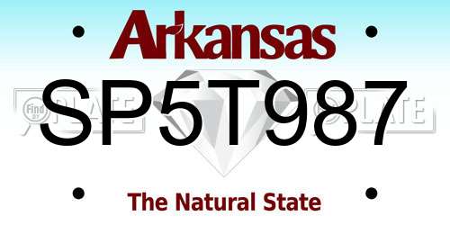 SP5T987 Arkansas License Plate