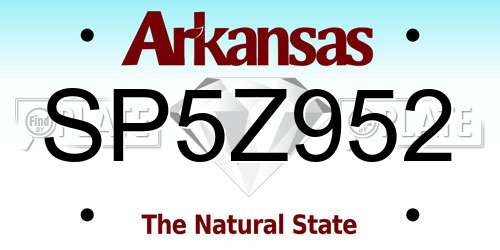 SP5Z952 Arkansas License Plate