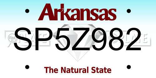 SP5Z982 Arkansas License Plate