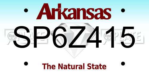 SP6Z415 Arkansas License Plate