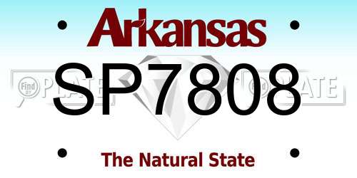 SP7808 Arkansas License Plate