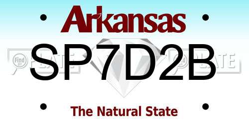 SP7D2B Arkansas License Plate