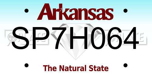 SP7H064 Arkansas License Plate