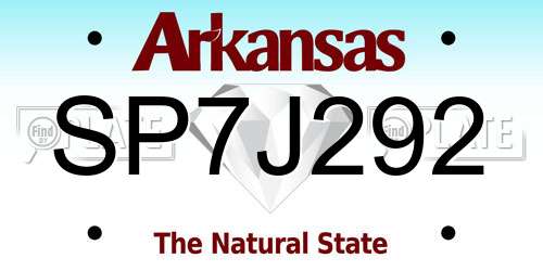 SP7J292 Arkansas License Plate