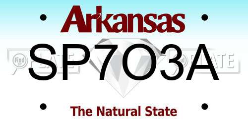 SP7O3A Arkansas License Plate