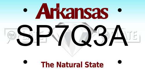 SP7Q3A Arkansas License Plate