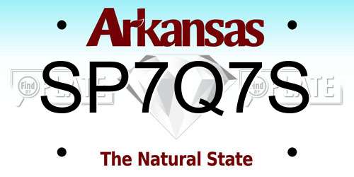 SP7Q7S Arkansas License Plate
