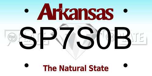 SP7S0B Arkansas License Plate