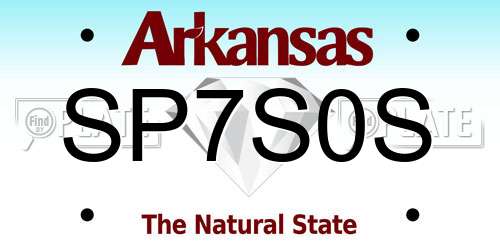SP7S0S Arkansas License Plate