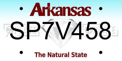 SP7V458 Arkansas License Plate
