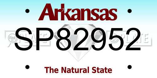 SP82952 Arkansas License Plate
