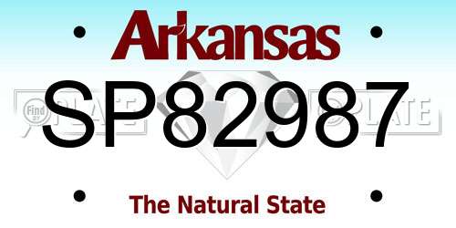 SP82987 Arkansas License Plate