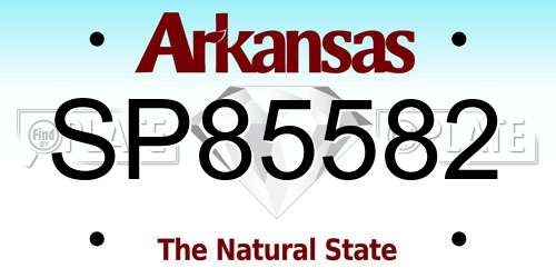 SP85582 Arkansas License Plate