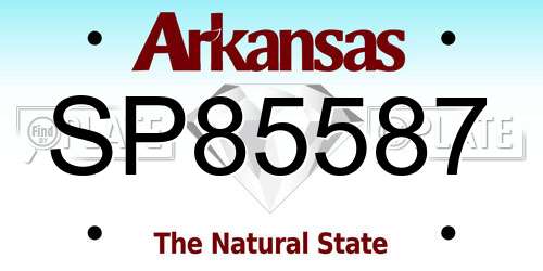 SP85587 Arkansas License Plate
