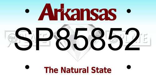 SP85852 Arkansas License Plate