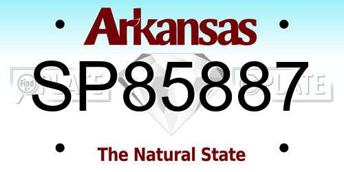 SP85887 Arkansas License Plate