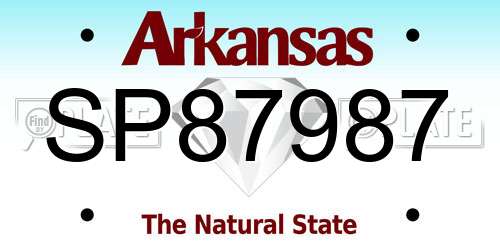 SP87987 Arkansas License Plate