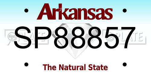 SP88857 Arkansas License Plate
