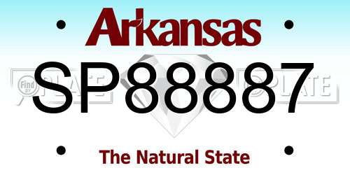SP88887 Arkansas License Plate