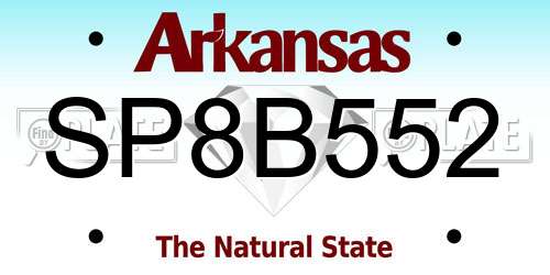 SP8B552 Arkansas License Plate