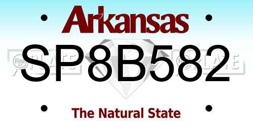 SP8B582 Arkansas License Plate