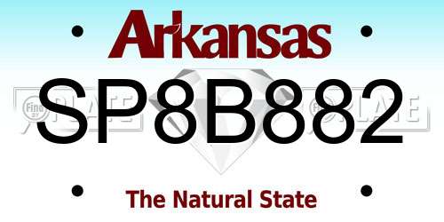 SP8B882 Arkansas License Plate
