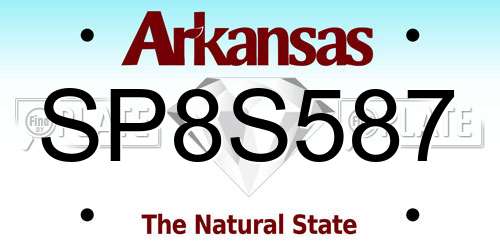 SP8S587 Arkansas License Plate