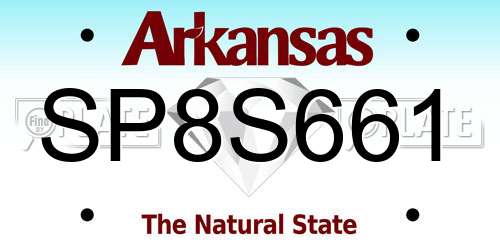 SP8S661 Arkansas License Plate