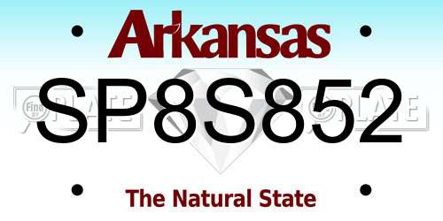 SP8S852 Arkansas License Plate
