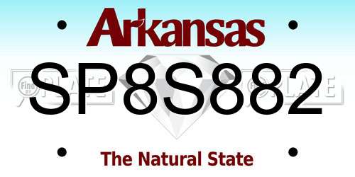 SP8S882 Arkansas License Plate