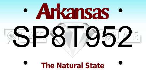 SP8T952 Arkansas License Plate