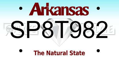 SP8T982 Arkansas License Plate