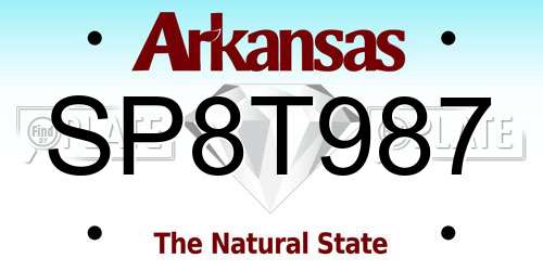 SP8T987 Arkansas License Plate