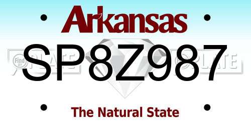 SP8Z987 Arkansas License Plate
